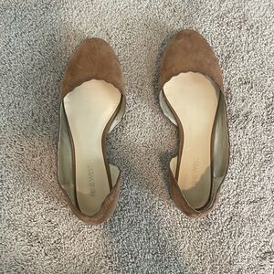 Nine West Scalloped Brown Suede Flats